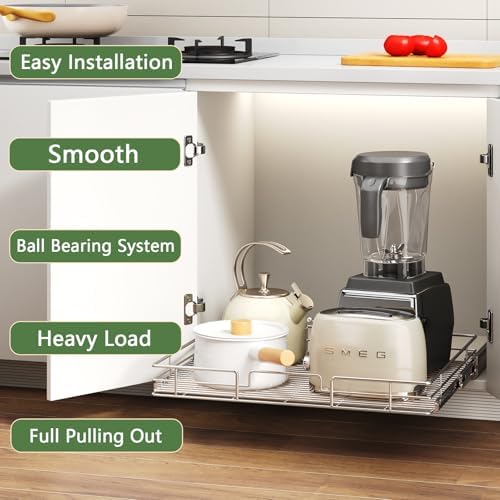 Pull Out Cabinet Organizer 31½" W x 21½" D, Heavy Duty Cabinet Pull Out Shelves, Slide Out Drawers Organization for Kitchen Cabinets Bathroom - Image 2
