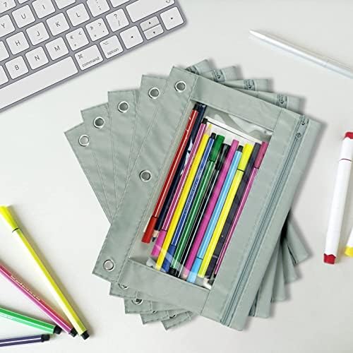 YoeeJob Pencil Pouch for 3 Ring Binder, Zipper Pencil Pouches Bulk, Pencil Case Pouch with Clear Window for Class, School, Office, Grey, 24 Packs - Image 5