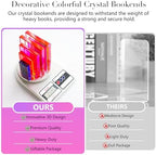 6Lbs Crystal Geometric Bookends Non-Skid Sturdy Shelf Decor - Image 5