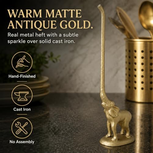 WallCharmers Gold Elephant Paper Towel Holder & Metal Toilet Paper Stand - Image 5