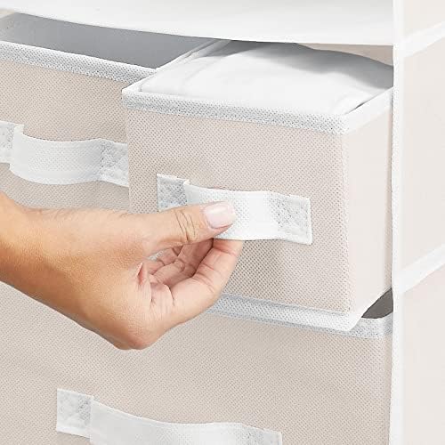 mDesign Fabric Hanging Organizer - Over Closet Rod Storage - 7 Shelves/3 Removable Drawers for Baby Nursery Bedroom Organization, Hold Clothes, Linens, Toys, Accessories, Jane Collection, Cream/White - Image 5