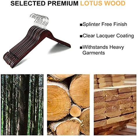 Amber Home 20 Pack Wooden Shirt and Dress Hangers Smooth Walnut Finish - Image 5