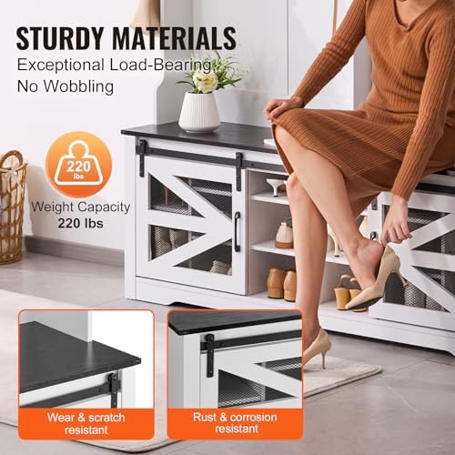 VEVOR Hall Tree Entryway Bench, LED Coat Rack with Shoe Storage, 59" Wide Mudroom Bench with Storage and Seating, Adjustable Shelves and 12 Hanging Hooks, for Mudroom, Entryway, Hallway - Image 7