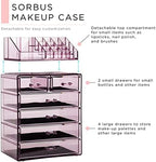 Sorbus Makeup Organizer, 6-Drawer Acrylic 2-Piece Set (Purple) - Image 4