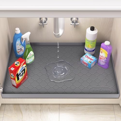 Jin&Bao Under Sink Mat 31" x 19" Waterproof Silicone Cabinet Kitchen Liner - Image 3
