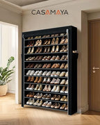 CASAMAYA Shoe Rack with Covers, 10 Tiers Tall Shoe Rack Organizer, Large Capacity Shoe Shelf Storage, Hold 50 Pairs of Shoes, Vertical Shoe Storage Organizer for Closet, Entryway, Black, SRT105B01 - Image 2