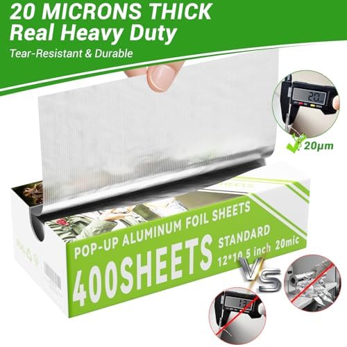 Aluminum Foil Sheets, 400 Count Tin foil,12" x 10.5" Pre-Cut Pop-Up Dispenser for Food Wrap, Hot Dog or Sandwich Wrap,Food Storage, Baking, Catering, Restaurant,Kitchen Use - Image 3