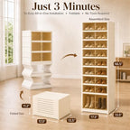 9-Tier Tall Foldable Shoe Rack Set 2 with Wheels, Fits 18 Pairs - Image 2