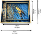 Decorative 2 pcs Tray Set with Gold Handles, Elegant Luxury Style, for Living Room, Kitchen and Vanity (Marble Blue Design) - Image 3