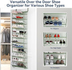 Whitmor 36 Pair Over the Door Shoe Rack,12 Tier Hanging Shoe Organizer with Metal Frame & Mesh shelves, Heavy Duty Shoe Storage Holder for Door,No Drill Installation, 74" H x 21.7" W x 7.5" D, Green - Image 4