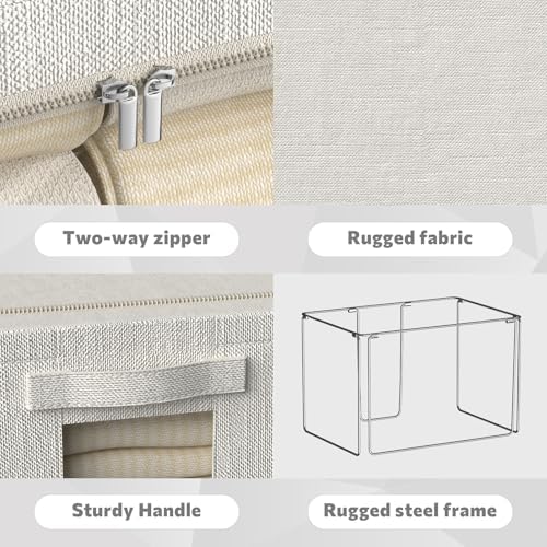 FHSQX 6 Pack Clothes Storage Bins,Lvory White, 15.7x11.8x11.8inch(36L) - Image 5