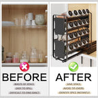 Spice Rack Organizer Drawer Cabinet: Pull Out Spice Seasoning Organization with 20 Jars - Facing Left or Right with Labels and Chalk Maker 4 Tier Slide Out Kitchen Storage for Countertop Wall Mount - Image 5