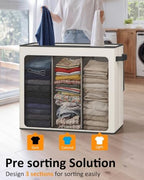 Optish 180L Laundry Hamper 3 Section, Large Hamper with Mesh Bags & Lid - Image 3