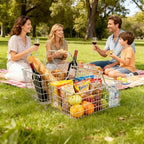 2 Pack Picnic Baskets with Handle, Pantry Organizers and Storage Basket, Stainless Steel Cabinet Organizer, Multi-functional Basket, for Gathering,Closets,Pantry,Garage,Bathroom,Picnic & More (S+L) - Image 2
