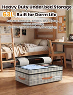 TOSKING 2-Pack Under Bed Storage Drawers with Wheels, 6 Vacuum Bags, Adjustable Height 7.9-10.2", 63L/80 lbs Clear Lid Rolling Bin, 900D Oxford, Space Saver for Dorm Bedroom Clothes Shoes, Houndstooth - Image 3