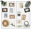 Lnrueg 2 Pack Wire Wall Grid Panel 30" x 15", Wall Grid Shelf with Photo Frames for Photo Display, Metal Mesh Message Board Memo Boards, Heavy Duty Gridwall Display Rack for Art Retail Display by Lnrueg