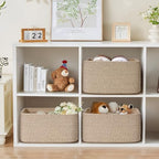2 Pack Large Storage Basket for Organizing, 17.5"x13"x7" Woven Basket for Shelves, Closet Cube Storage Bins with Wrapped Handle, Cotton Rope Baskets for Kitchen, Clothes, Toys (Natural) - Image 3