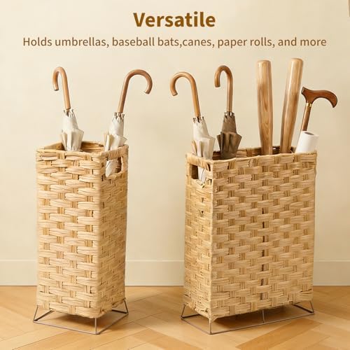 Rattan Umbrella Holder Basket Stand for Entryway - Image 4