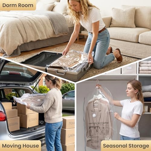 TAILI Hanging Vacuum Storage Bags for Clothes,4 Combo with Pump - Image 4