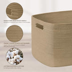 45L Small Woven Laundry Basket Hamper with Handles, Jute - Image 6