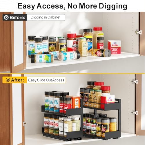 iSPECLE Pull Out Spice Rack - 2 Pack Spice Organization for Cabinet - Image 3