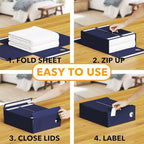 SpaceAid 12 Pack Bed Sheet Organizers and Storage, Foldable Linen Closet Organizer, Set Folder Keeper With Window XL (Queen & King Size) Bedding Container (Navy Blue) - Image 3
