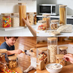 7 Pack Square Glass Storage Containers with Lids, Multi-Size Canisters Sets for the Kitchen & Pantry food storage jar – Ideal for Storing Pasta, Cereal, Flour, Sugar, Nuts, Coffee Beans & More - Image 6