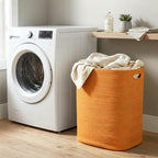 MEGASKET Orange Laundry Hamper 16"x13"x22" - Tall Woven Laundry Basket, Large Cotton Rope Clothes Hamper, Bedroom Aesthetic, Soft Kids Baby Nursery Laundry Bin, Orange Hamper for Room Decor, 75L - Image 5
