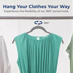 SereneLife 100 Pack Shirt Hangers, Heavy Duty Non-Slip Velvet Hangers with 360° Swivel Hooks, Slim Space-Saving Design for Tops, Jackets, Blouses, & Strappy Dresses (Gray) - Image 6