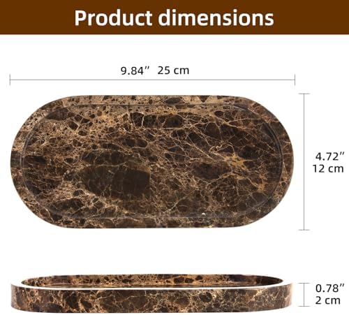 Natural Marble Tray Oval, Dark Brown, 10 x 5 x 0.6 - Image 2