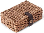 Decorative Box with Lid, Wicker Storage Basket, Water Hyacinth Woven Decorative box for Shelf, Coffee Table, Console Table, Home Decor (Small) by LOHONER