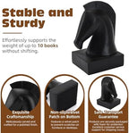 Black Horse Bookends, Vintage Horse Head Book Ends for Heavy Books - Image 2
