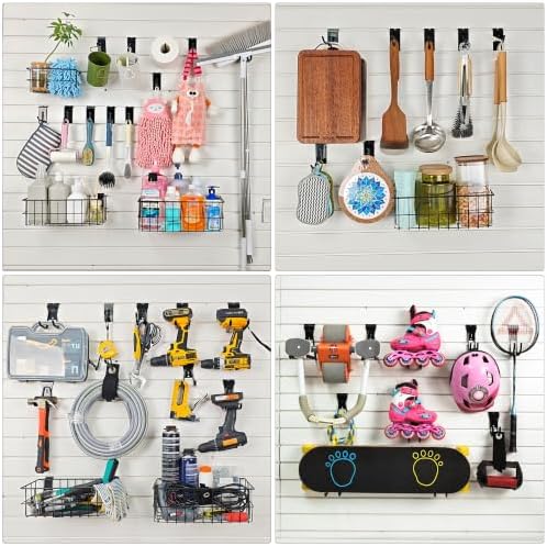 35PCS Slatwall Accessories Set, 4 Ventilated Wire Baskets & 31 Heavy Duty Hooks for Garage Shop Storage - Image 5