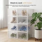 HealSmart 15-Pack Large Shoe Storage Boxes, Stackable Plastic Shoe Organizer with Lids, Large Shoe Rack & Storage Containers for Closet, Under Bed, Entryway, White - Image 3