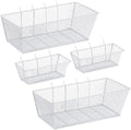 Sieral 4 Pcs Metal Pegboard Baskets Wire Organizer, Small, Large, White by Sieral