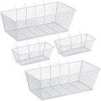 Sieral 4 Pcs Metal Pegboard Baskets Wire Organizer, Small, Large, White by Sieral