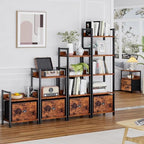 Furologee 5 Tier Bookshelf with Drawer, Tall Narrow Bookcase, Rustic Brown - Image 6