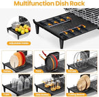 TOOLF Expandable Dish Drying Rack for Kitchen Counter, Black - Image 4
