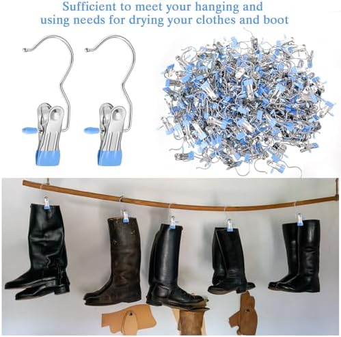 Yinder Boot Hangers Clips Laundry Hooks Hanging Stainless Steel Clothes Pins Portable Hangers for Closet Travel Socks Pants Handbags Hats Towels(Blue,250 Pcs) - Image 5
