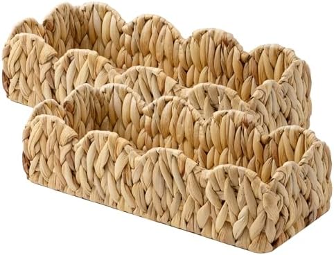 StorageWorks Small Scalloped Baskets for Decor, Wicker Toilet Paper Basket by StorageWorks