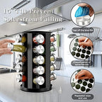 Handisen Rotating Spice Rack Organizer for Cabinet, Spice Racks Storage with 20 Jars, Spinning Spice rack for Kitchen Countertop, Spice Holder,Seasoing Storage Racks, Silver - Image 6