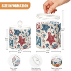 White Patriotic Stars July 4th Qtip Holder Waterproof Dustproof Apothecary Jars with Lids For Bathroom Cotton Swabs Makeup Sponges Floss Picks Bath Salts 2 Pack - Image 3