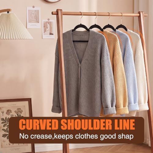 Flottian 60 Pack Black Velvet Hangers Non Slip,Felt Hangers with Gold Hook - Image 5