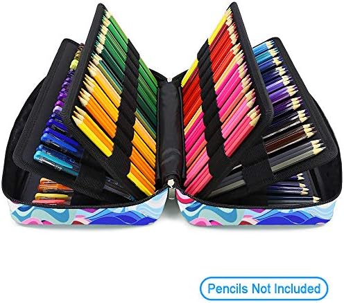 YOUSHARES Big Capacity Colored Pencil Case - 300 Slots large Pen Case Organizer with Multilayer Holder for Prismacolor Colored Pencils & Gel Pen (Wavy Blue) - Image 3