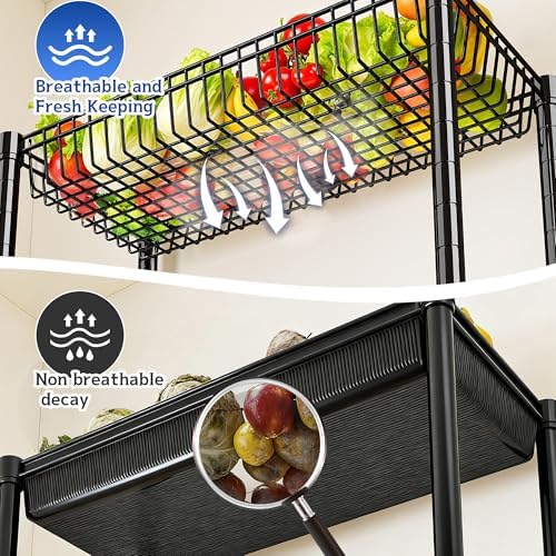 DurayLoly 7-Tier Wire Shelving Unit with Basket Shelf & Wheels - Image 6