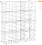 C&AHOME Wire Cube Storage, 12-Cube Storage Organizer Metal, C Grids, White by CAHOME