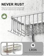 Shower Caddy Hanging - Never Rust Shower Hanging Organizer - Aluminum Over the ShowerHead Caddy with Soap Basket and 6 Hooks for Razor/Sponge (Shiny Silver) - Image 4