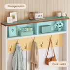 Itaar Hall Tree with Bench and Shoe Storage, 3-in-1 Entryway Bench with Coat Rack, Hall Tree with Adjustable Shoe Storage and Hanging Hooks, White and Brown (White and Brown) - Image 4