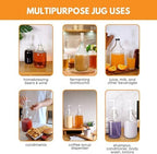 Fastrack 6-Pack Half-Gallon Glass Jug Set (64 oz) w/12 Polyseal Caps & Black Jar Gripper Pad – Multipurpose Half Gallon Jug, & Detergent Dispenser for Laundry, Glass Jar for Liquids, Water & Juice - Image 6