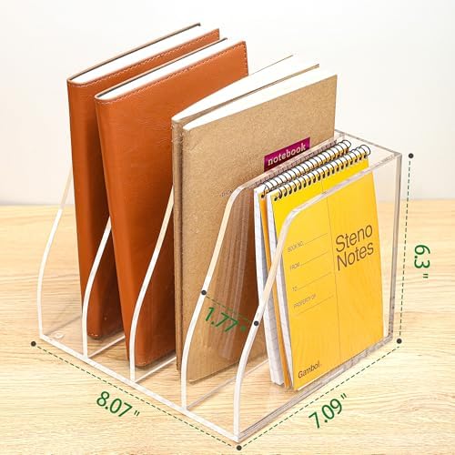 Clear Acrylic Magazine File Holder, 4 Compartment Desk Organizer - Image 2